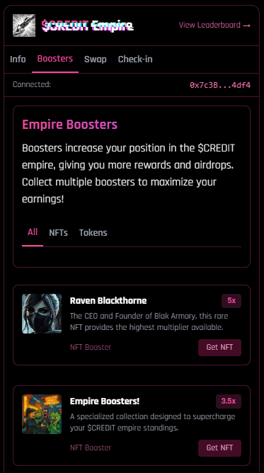 CREDIT Empire - Cyberpunk DeFi - Farcaster Mini Apps screenshot